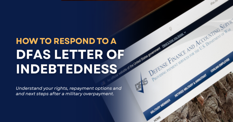 Dfas Ras Example How to Respond to a DFAS Letter of Indebtedness - Parlatore Law Group